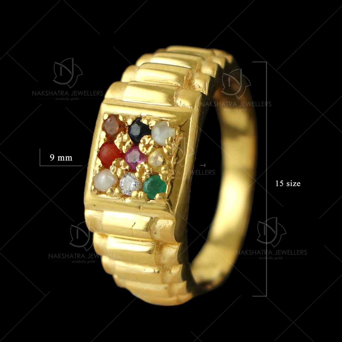 MELVIN NAVARATNA RING | Gold rings fashion, Mens gold jewelry, Mens gold  rings