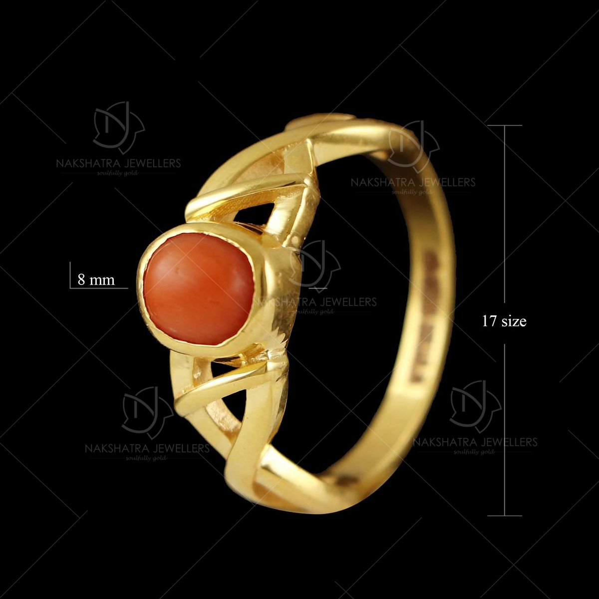 Natural And Certified White Coral Ring / Moonga Ring