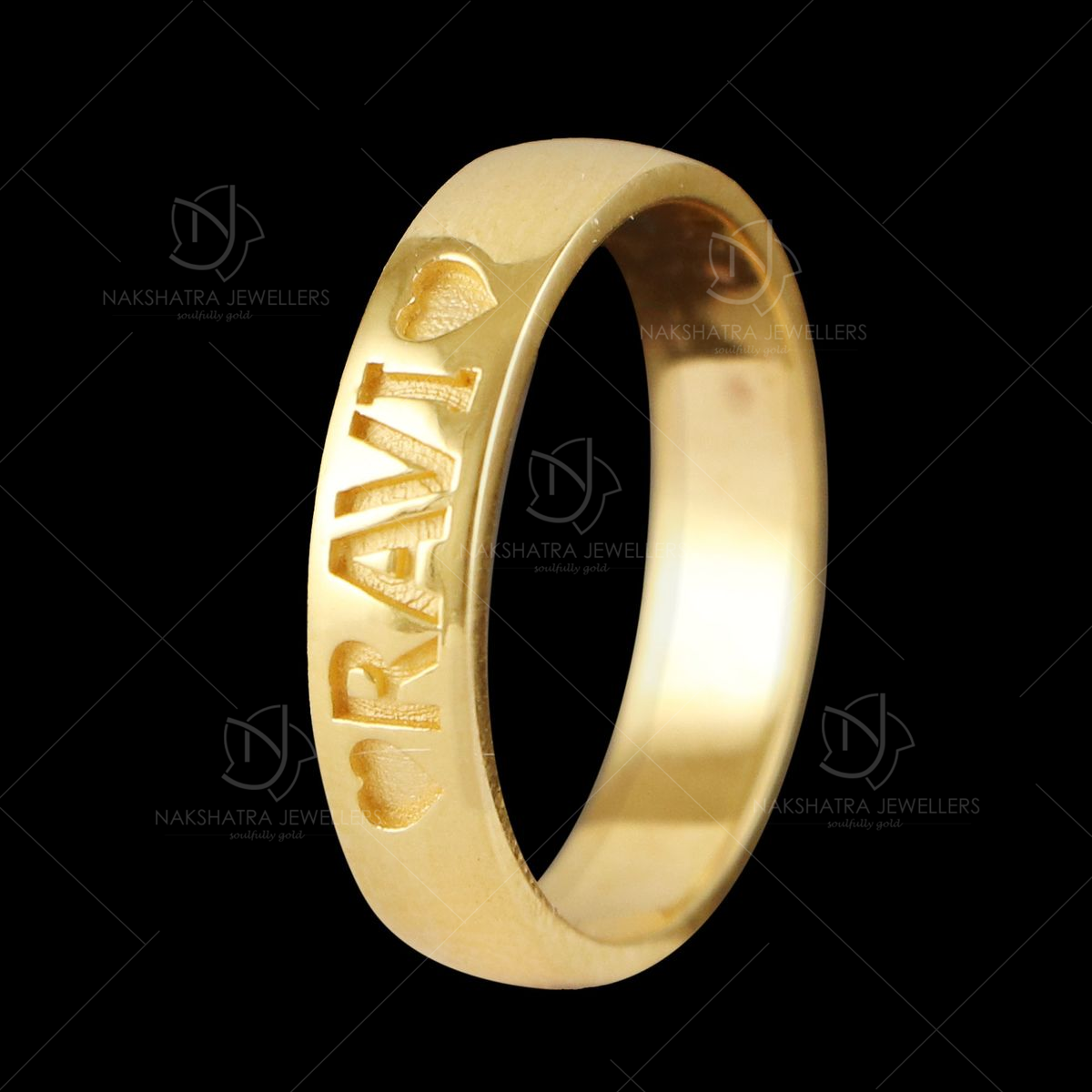 22K (916) Name Engraved Couple Ring with BIS Hallmark ((2 + 2) 4 Gram) –  Akshayam Elite Jewellery