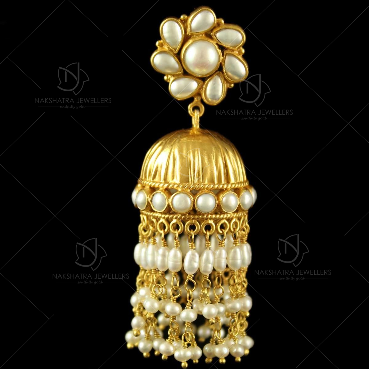 Fancy Diamond Jewellery Matching Jhumka Earrings Dual Tone Imitation Online  J23756