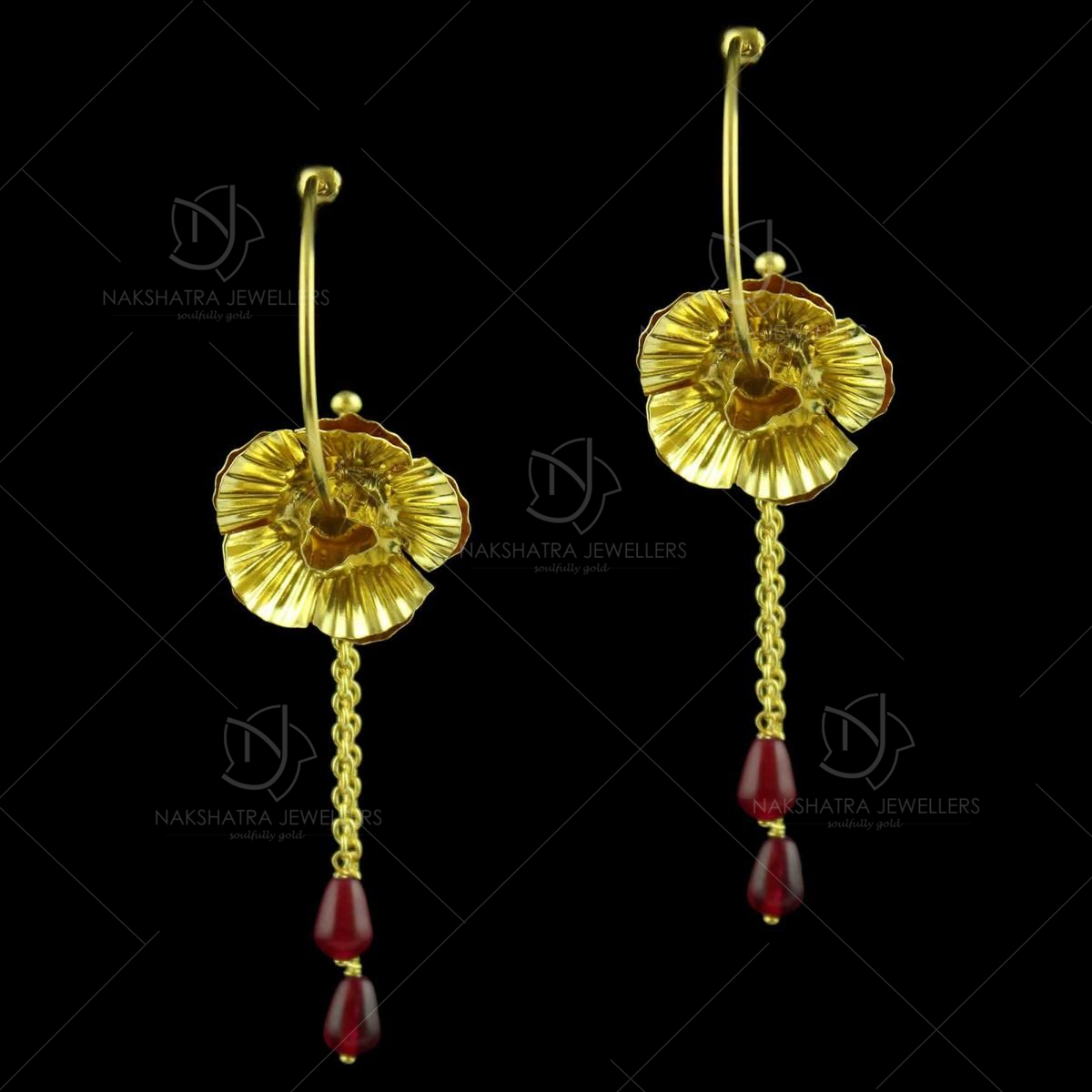 22K Gold 'Detachable' Drop Earrings For Women - 235-GER15009 in 3.300 Grams