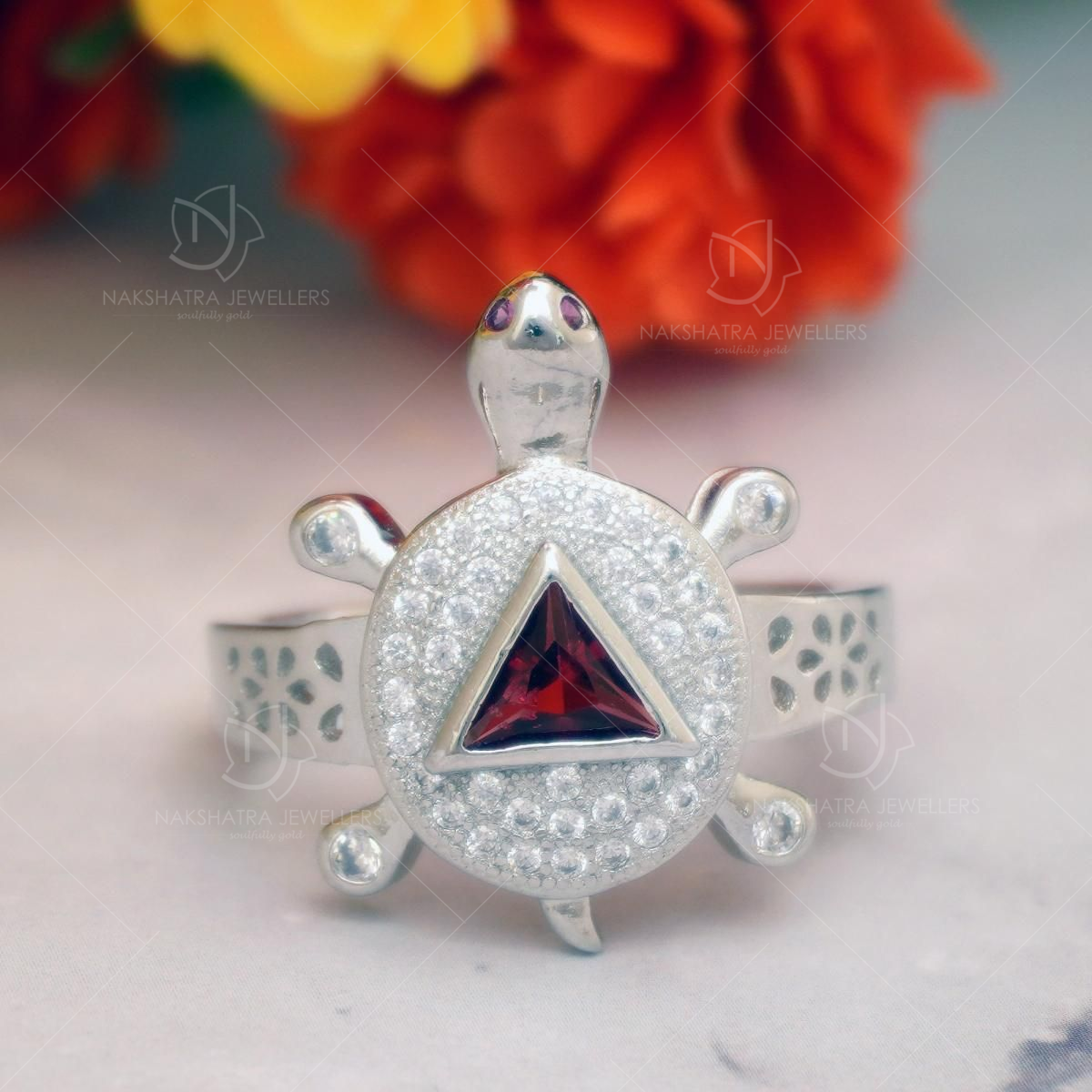 Buy quality Silver 925 blue stone tortoise ring sr925-116 in Ahmedabad