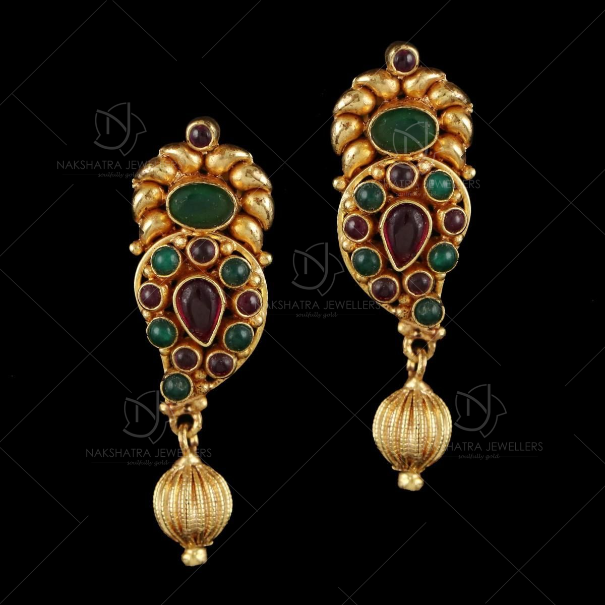 Kerala style Gold plated Mango Palakka earrings M2155 – Urshi Collections